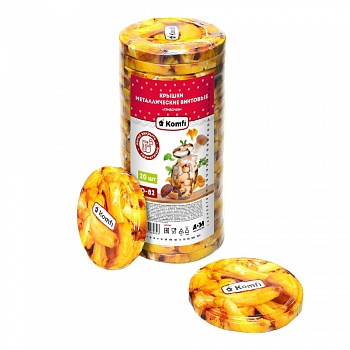 Крышки твист-офф d=82 мм, 20 шт/уп., mix дизайнов "Грибочки", Komfi