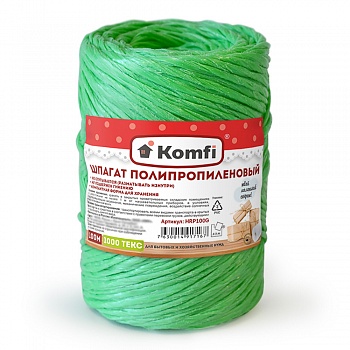 Шпагат полипропиленовый, 100 м, 1000 текс, зеленый, Komfi