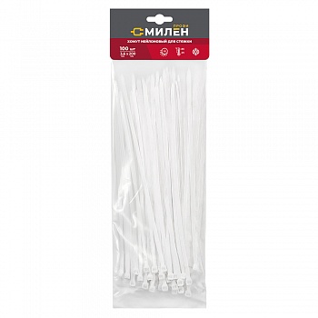 Нейлоновые хомуты для стяжки Милен, белые, 3,6*200 мм, 100 шт