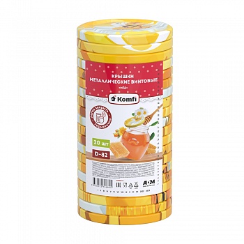 Крышки твист-офф d=82 мм, 20 шт/уп., mix дизайнов "Мёд", Komfi